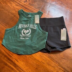 Women’s Cropped Tank and Biker Shorts Combo